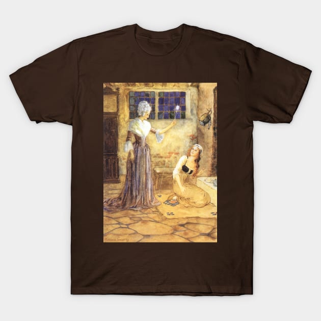 Vintage Fairy Tales, Cinderella in Rags with Fairy Godmother by Millicent Sowerby T-Shirt by MasterpieceCafe